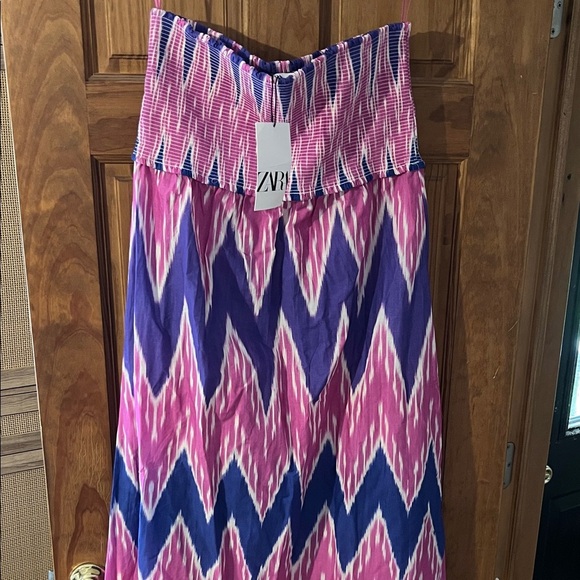 Zara Dresses & Skirts - Zara Vibrant Pink and Purple Strapless Maxi Dress/Skirt